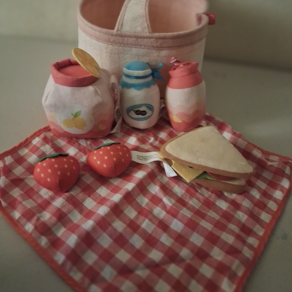 Hape Other - Plush Picnic Play Set with Gingham Cloth and Soft Sandwich
